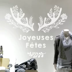 Sticker décor vitrine de noël : Cerf Joyeuses Fêtes - Espace pro - Depoli Design