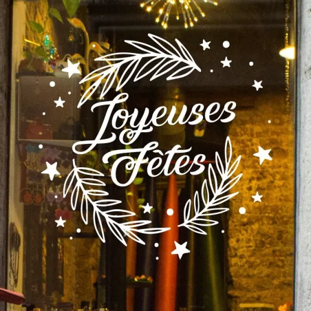 Décoration Vitrine de noël: Couronne Joyeuses Fêtes - Espace pro - Depoli Design