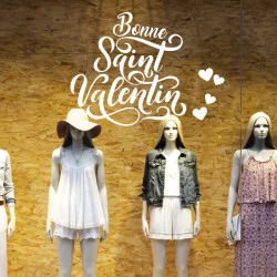 Décoration Vitrine: Bonne Saint Valentin avec Coeurs - Déco Saint Valentin - Depoli Design®