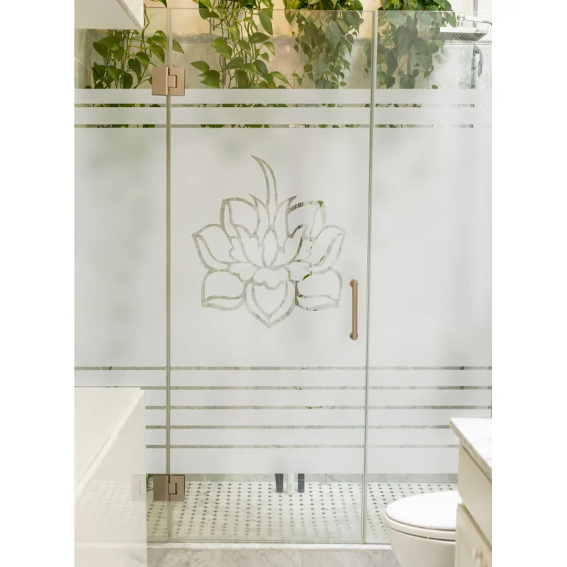 Film opacifiant pour paroi de douche motif lotus