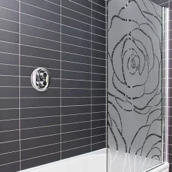 Sticker vitre douche: Fleur Rose - Douche - Depoli Design